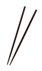Plastic chopsticks are used as eating utensils, with transparent image.