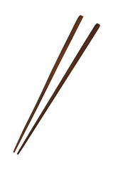 Wooden  chopsticks are used as eating utensils, with transparent image.