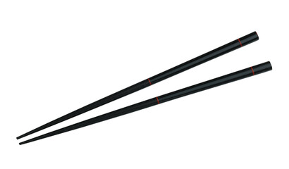 Wooden  chopsticks are used as eating utensils, with transparent image.