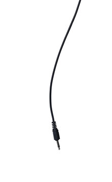 Black audio plug and black cable.