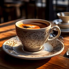 Espresso Cup on a Cafe Table