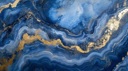 Abstract ocean- ART. Natural Luxury. Style incorporates the swirls of marble or the ripples of agate. Very beautiful blue paint with the addition of gold powder , ai