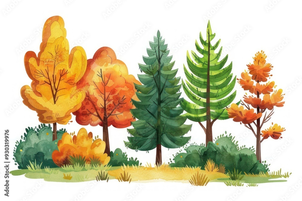 Canvas Prints vibrant autumn forest illustration