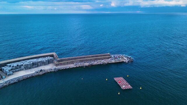 Motrico wave power plant, power plant for generating electricity generated by the movement of waves. Motrico. Bajo Deva in the province of Guip&uacute;zcoa. Basque Country. Spain. Europe
