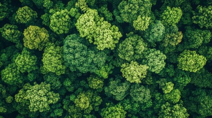 Fototapeta premium Aerial top view forest tree, Rainforest ecosystem and healthy environment concept and background, Texture of green tree forest view from above , ai
