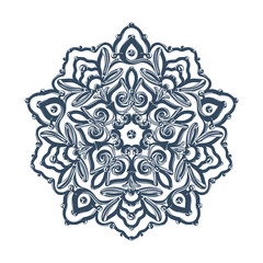 Monochrome mandala isolated on white background.  Hand-drawn illustration. Vector.