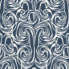Seamless pattern with stylized ethnic pattern. Hand-drawn illustration.