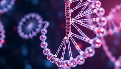 Abstract DNA Strand with Glowing Molecular Connections