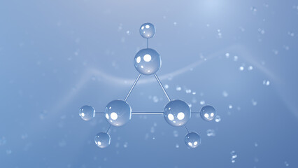 aziridine molecular structure, 3d model molecule, aziridines, structural chemical formula view from a microscope
