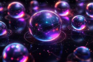 Naklejka premium Mystical bubbles in space floating amidst cosmic energy creating a serene universe