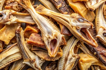 Macro view of assorted catfish bones showcasing varied textures, from smooth and glossy to ridged and porous, on a neutral background.