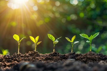 Young Seedlings Growing in Sunlight