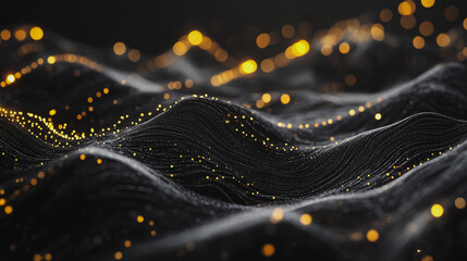 Abstract digital background electromagnetic wave background Innovation digital wave, information technology background and luxury background with golden line decoration and curve light effect