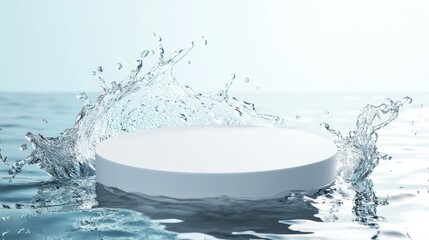 Water Splash on a White Platform