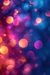 Vibrant Abstract Bokeh Background with Colorful Light Circles in Blue, Pink, and Orange Hues