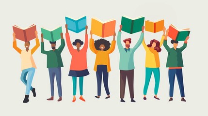 Diverse Group Engaged in Reading
