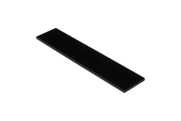 Black glossy rectangular plastic tile is isolated.