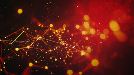 Abstract digital background electromagnetic wave background Innovation digital wave, information technology background and red luxury background with golden line decoration and curve light effect