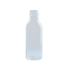 Empty clear glass bottle on transparent background