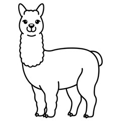 Alpaca line art vector illustration