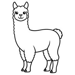 Alpaca line art vector illustration