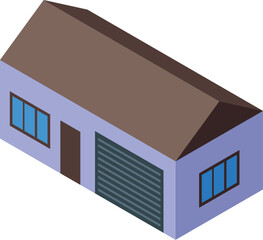 Isometric view of a modern suburban house with a garage, ideal for real estate and architecture projects