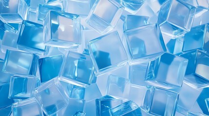 Close up of blue glass cubes.