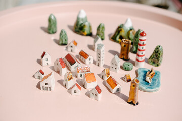 little houses made of handmade ceramics
