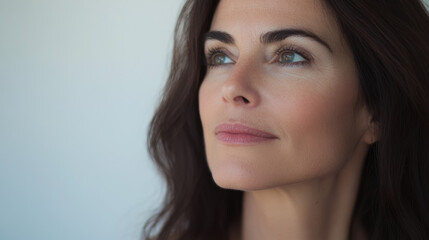 Obraz premium Cinematic Portrait of Elegant Woman in Sophisticated Attire