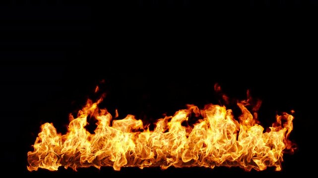 Fire Flames burning on black screen, 4k 3d rendering motion