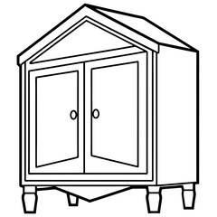 Armoire, angle view line art vector illustration