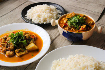 Traditional fish cooking. The fish pieces is cooked with spices and finally garnished with green coriander. 