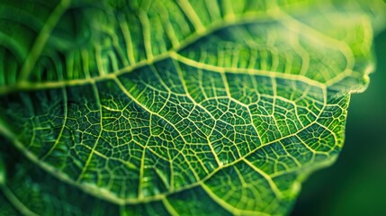 A macro shot of the intricate vein patterns on a green cocoa leaf