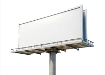 Obraz premium A blank white billboard stands isolated on a pure white background, ready for custom designs, with a clipping path for easy editing and manipulation.