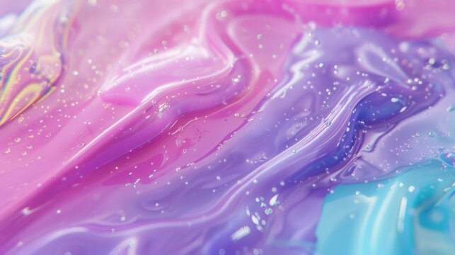Close up of bright purple and blue slime with sparkling glitter