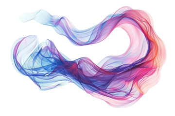 A colorful, flowing line of blue, pink, and purple