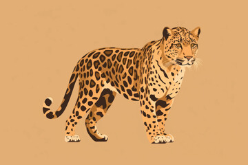 Elegant jaguar illustration on beige