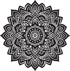  a simple mandala design silhouette in vector style with a white background: