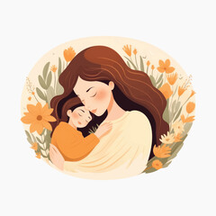 Mother embracing child in nature