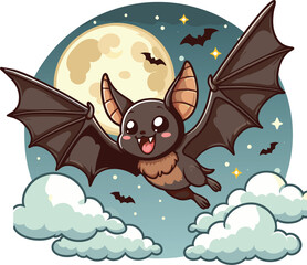 Cute bat vector cartoon illustration