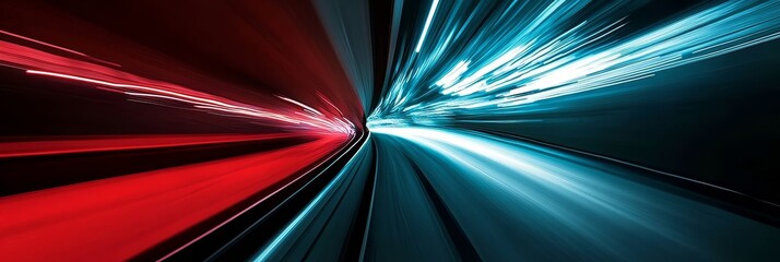 Light trails captured in a tunnel by a camera