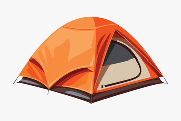 Orange camping tent illustration