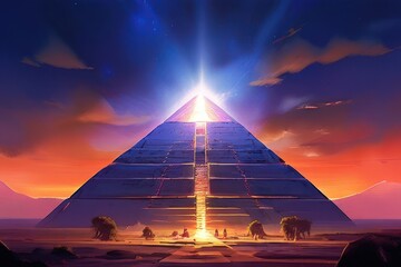 the AI Image Generator, Ancient pyramids, a mysterious civilisation, and a magical setting.