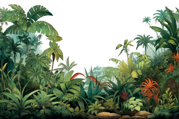 Fototapeta premium Lush tropical rainforest illustration