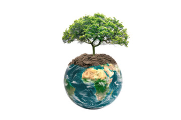 tree growing on earth isolated on white or transparent png