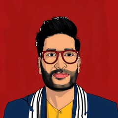 Obraz premium there is a man with glasses and a beard wearing a jacket