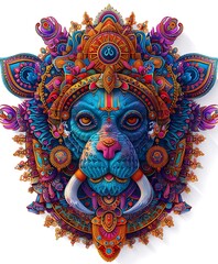 Fototapeta premium brightly colored artwork of a lion with a crown on its head
