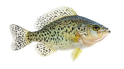 Fishing crappie fish isolated on white background. Fon view 