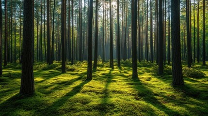 Sunlight Filtering Through a Lush Forest