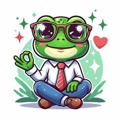 Obraz premium frog with glass vector 